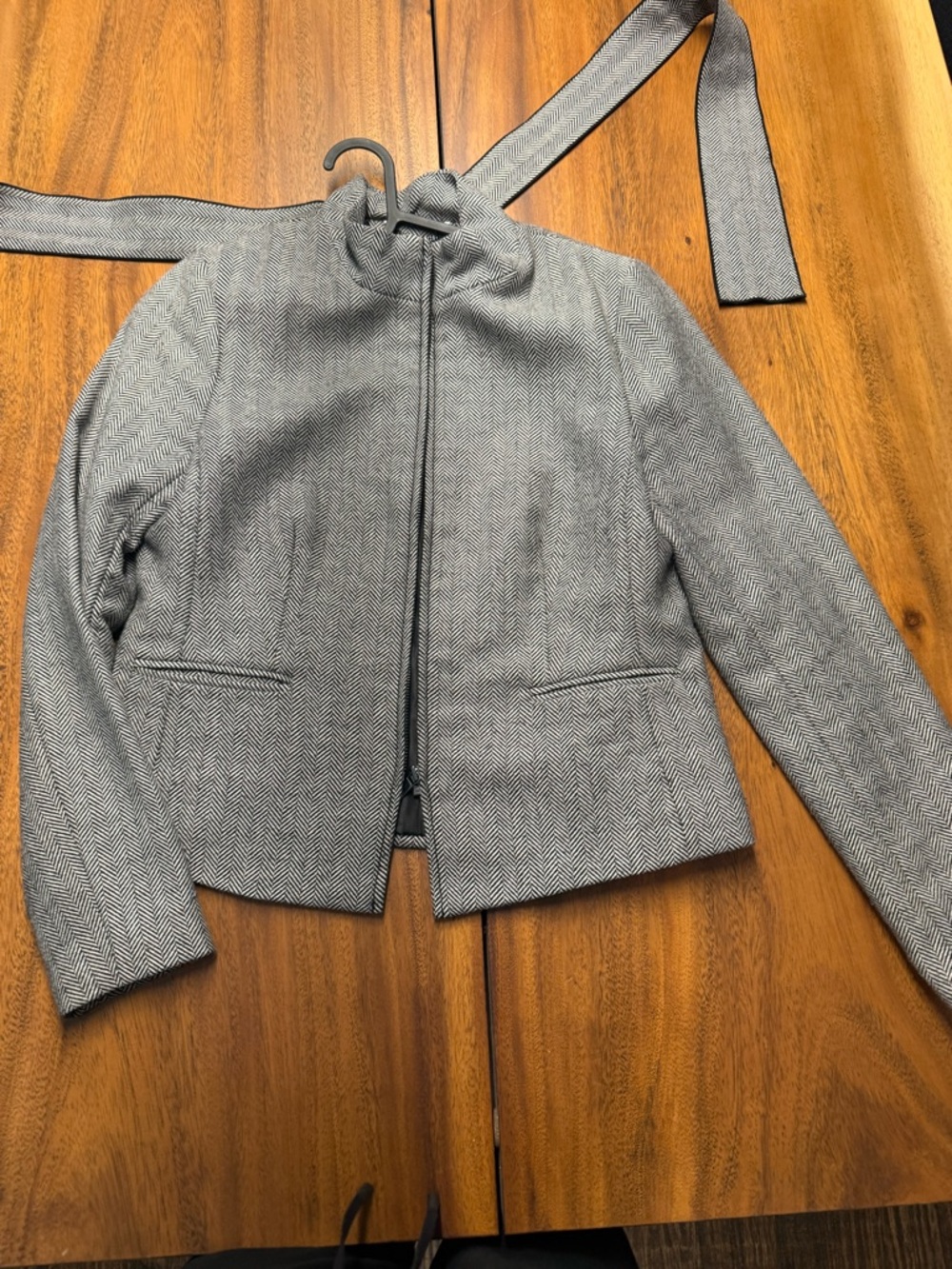 Banana Republic Gray Herringbone Zip Jacket